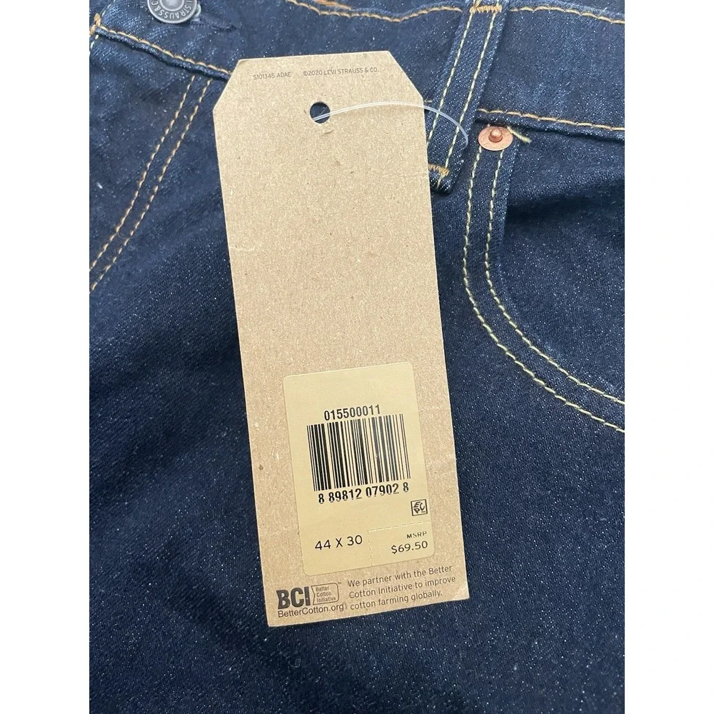 NEW Levis 550 Relaxed Stretch Tapered Jeans Mens 44x30 Blue Big & Tall Dark Wash